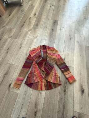 Eisamanan Multicolor Striped Asymmetrical Cardigan Sweater Made in Italy